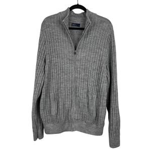 GAP Gray Cotton Knit Zip Long Sleeve Sweater Pocket XL Casual Preppy Comfy Basic